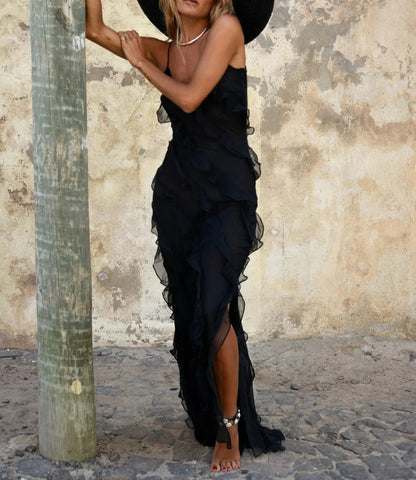 Scarlet Wave Cotton Maxi Dress