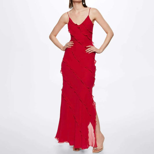 Scarlet Wave Cotton Maxi Dress